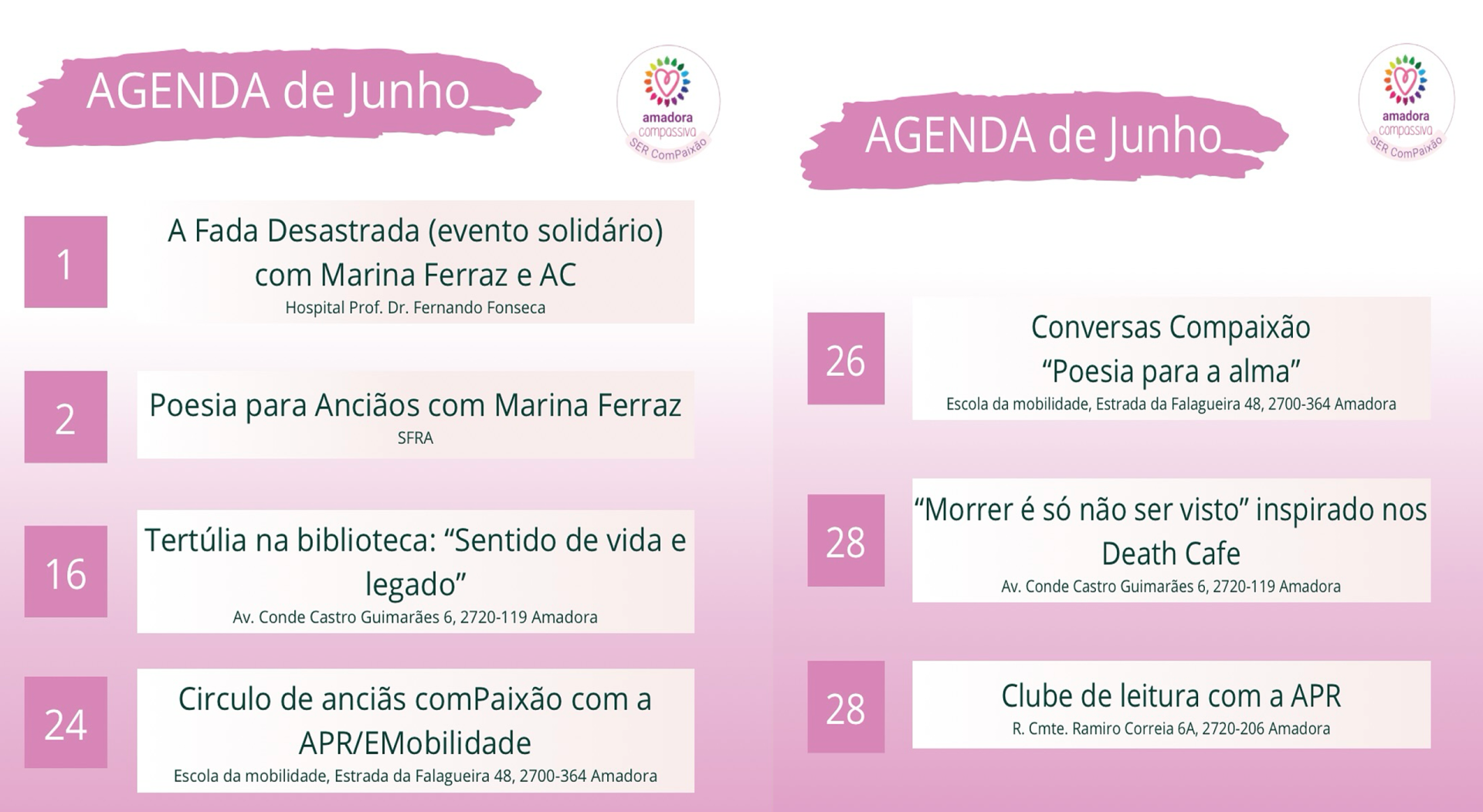 Atividades de Junho - Amadora Compassiva