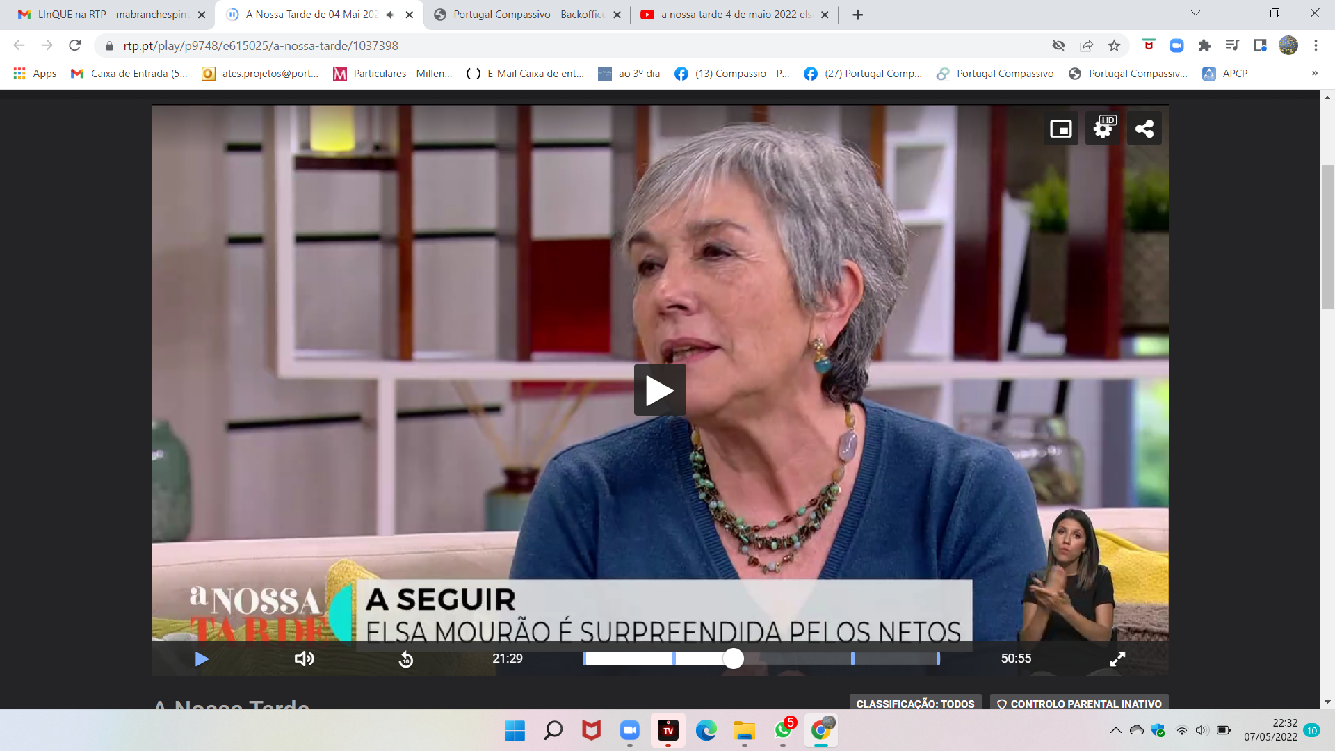 A coordenadora da Amadora Compassiva, Elsa Mourão esteve na RTP 1, a falar de cuidados paliativos e da Linque.